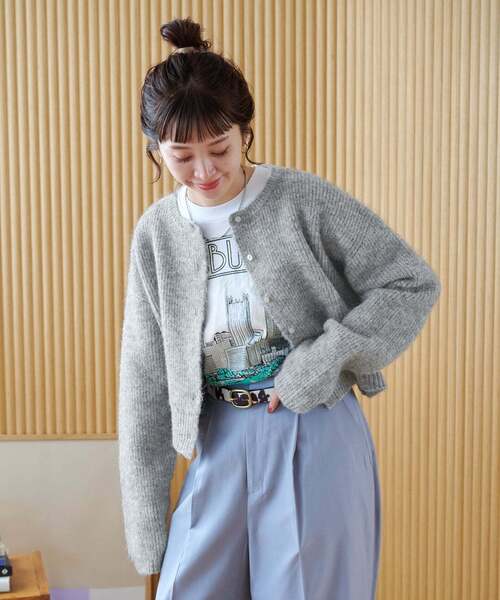 ひでこ　Cニット　グレー チョココロネ Cニット グレー CINOH - CREW NECK KNIT / ウール クルー