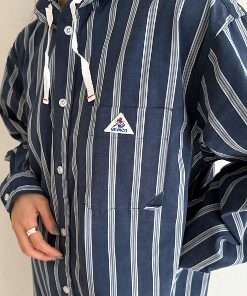 fredy emue（フレディエミュ）の「【GEVACO/ゲバコ】フーディーシャツワンピース（シャツワンピース・レディース・ブルー系その他/ベージュ/ピンク系その他/ブラック・38）」の17枚目の写真