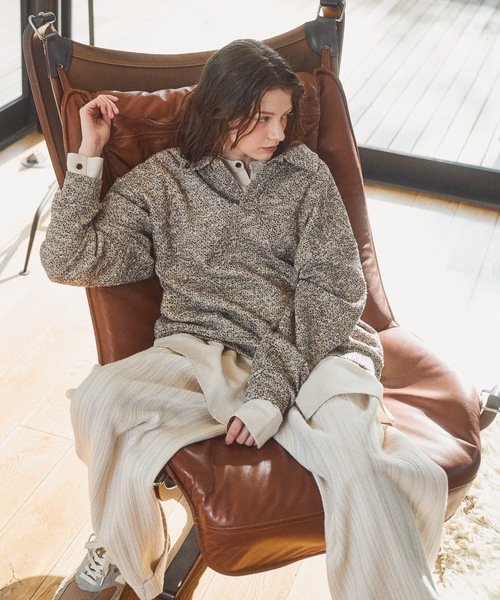 CASPER JOHN（キャスパージョン）の「Mix skipper polo sweat/ミックススキッパーポロスウェット（スウェット・メンズ・ブラック/ブラウン/アイボリー/ブルー・LARGE/MEDIUM/SMALL/X-SMALL）」の7枚目の写真