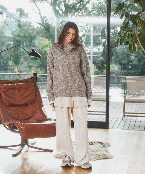 CASPER JOHN（キャスパージョン）の「Mix skipper polo sweat/ミックススキッパーポロスウェット（スウェット・メンズ・ブラック/ブラウン/アイボリー/ブルー・LARGE/MEDIUM/SMALL/X-SMALL）」の8枚目の写真