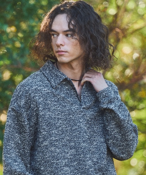 CASPER JOHN（キャスパージョン）の「Mix skipper polo sweat/ミックススキッパーポロスウェット（スウェット・メンズ・ブラック/ブラウン/アイボリー/ブルー・LARGE/MEDIUM/SMALL/X-SMALL）」の14枚目の写真