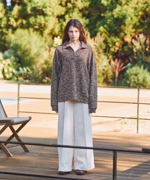 CASPER JOHN（キャスパージョン）の「Mix skipper polo sweat/ミックススキッパーポロスウェット（スウェット・メンズ・ブラック/ブラウン/アイボリー/ブルー・LARGE/MEDIUM/SMALL/X-SMALL）」の18枚目の写真