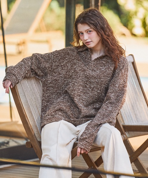 CASPER JOHN（キャスパージョン）の「Mix skipper polo sweat/ミックススキッパーポロスウェット（スウェット・メンズ・ブラック/ブラウン/アイボリー/ブルー・LARGE/MEDIUM/SMALL/X-SMALL）」の17枚目の写真