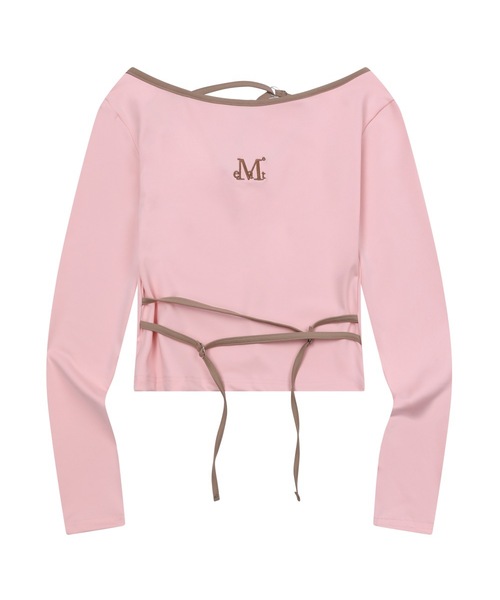 MUCENT（ムセント）の「エンバーセットアップストラップアシンメトリーロングスリーブTシャツ（2カラー）（Tシャツ/カットソー・レディース・PINK/チャコール・FREE）」の2枚目の写真