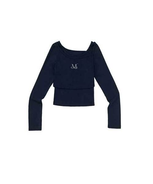 MUCENT（ムセント）の「ダブリ アンバランスセットTシャツ (4色)（Tシャツ/カットソー・レディース・ネイビー/ブラウン/グレー/ブラック・FREE）」の4枚目の写真