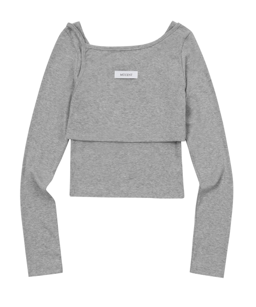 MUCENT（ムセント）の「ダブリ アンバランスセットTシャツ (4色)（Tシャツ/カットソー・レディース・ネイビー/ブラウン/グレー/ブラック・FREE）」の19枚目の写真