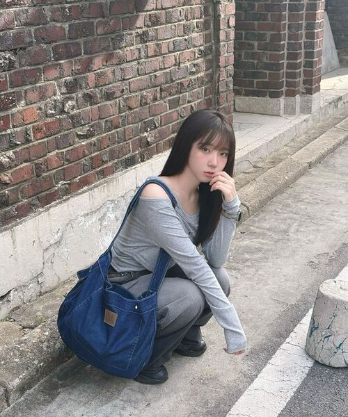 MUCENT（ムセント）の「ダブリ アンバランスセットTシャツ (4色)（Tシャツ/カットソー・レディース・ネイビー/ブラウン/グレー/ブラック・FREE）」の11枚目の写真