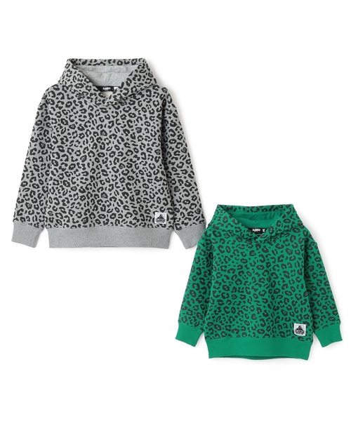 XLARGE KIDS（エクストララージキッズ）の「レオパード総柄パーカー（パーカー・キッズ・トップグレー/グリーン・90cm/130cm/110cm/140cm/100cm/120cm）」の7枚目の写真
