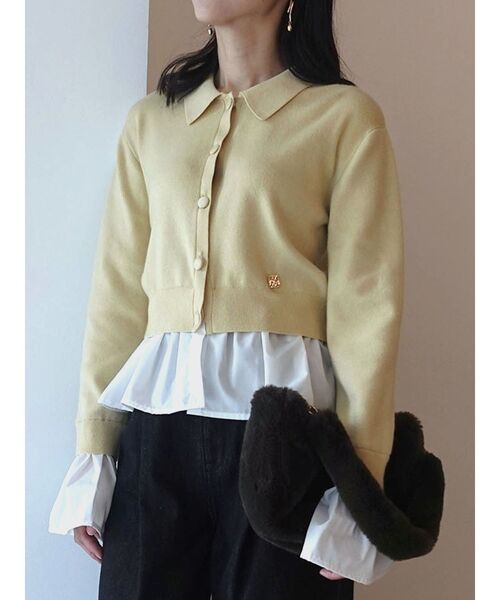 LAGUNAMOON（ラグナムーン）の「ペプラムドッキングニットカーディガン（カーディガン/ボレロ・レディース・チャコールグレー/イエロー/ブラウン/グリーン・FREE）」の4枚目の写真