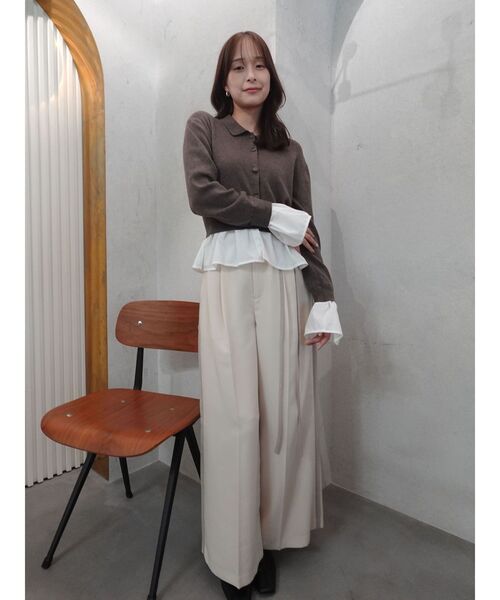 LAGUNAMOON(ラグナムーン)の「ペプラムドッキングニットカーディガン(カーディガン/ボレロ・レディース・チャコールグレー/イエロー/ブラウン/グリーン・FREE)」の9枚目の写真