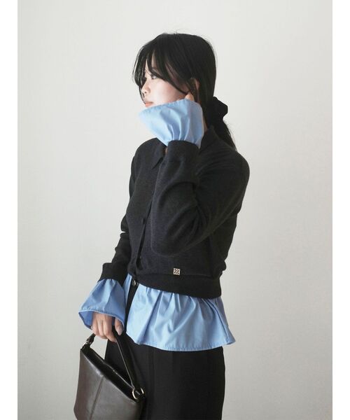 LAGUNAMOON(ラグナムーン)の「ペプラムドッキングニットカーディガン(カーディガン/ボレロ・レディース・チャコールグレー/イエロー/ブラウン/グリーン・FREE)」の14枚目の写真