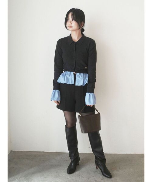 LAGUNAMOON(ラグナムーン)の「ペプラムドッキングニットカーディガン(カーディガン/ボレロ・レディース・チャコールグレー/イエロー/ブラウン/グリーン・FREE)」の16枚目の写真