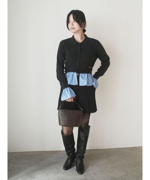 LAGUNAMOON(ラグナムーン)の「ペプラムドッキングニットカーディガン(カーディガン/ボレロ・レディース・チャコールグレー/イエロー/ブラウン/グリーン・FREE)」の17枚目の写真