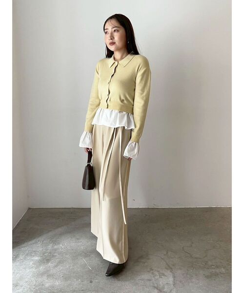 LAGUNAMOON(ラグナムーン)の「ペプラムドッキングニットカーディガン(カーディガン/ボレロ・レディース・チャコールグレー/イエロー/ブラウン/グリーン・FREE)」の19枚目の写真