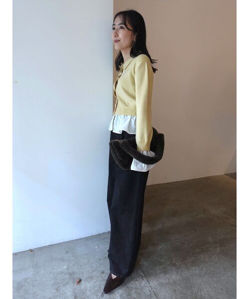 LAGUNAMOON（ラグナムーン）の「ペプラムドッキングニットカーディガン（カーディガン/ボレロ・レディース・チャコールグレー/イエロー/ブラウン/グリーン・FREE）」の6枚目の写真