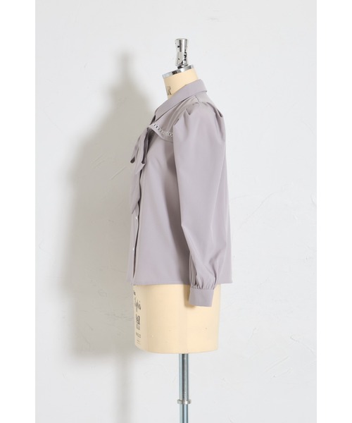 tocco closet(トッコ クローゼット)の「2WAYボウタイリボン付きヨークラインレース切り替えブラウス(シャツ/ブラウス・レディース・グレイッシュベージュ/オフホワイト・M)」の20枚目の写真