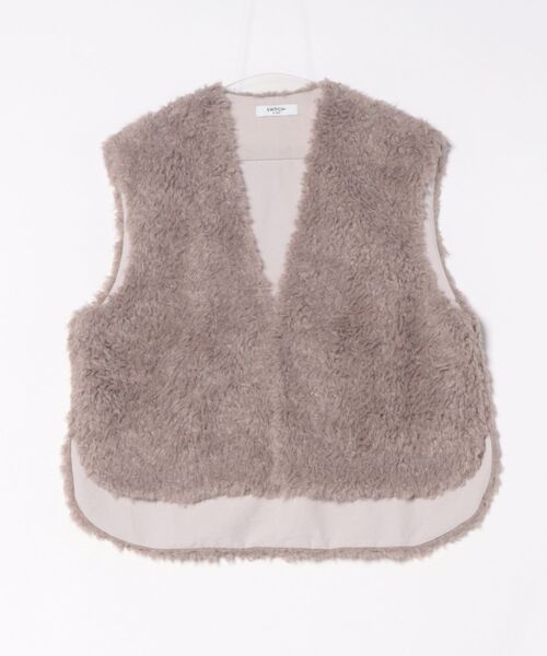 SWITCH BY ARCH(スイッチバイアーチ)の「/SWITCH by ARCH/Poodle Fur Vest プードル ファー ベスト ARM-723(ベスト・レディース・チャコールグレー/グレイッシュベージュ・FREE)」の2枚目の写真