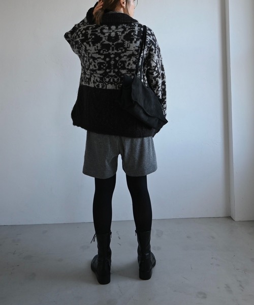 WILLFULLY（ウィルフリー）の「pocket piece name brushed rib S/PT（その他パンツ・レディース・チャコール/ブラック・FREE）」の4枚目の写真