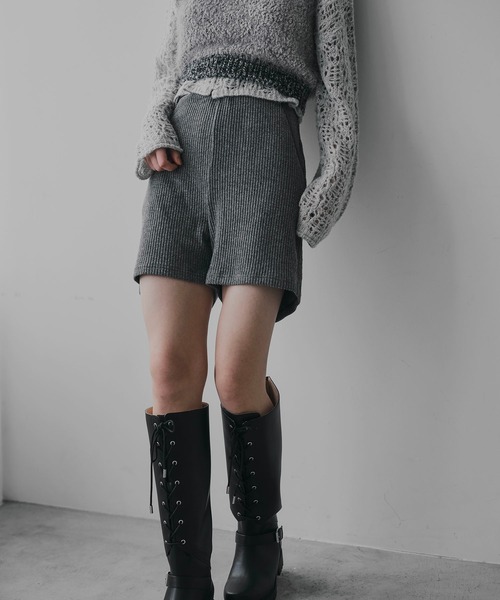 WILLFULLY（ウィルフリー）の「pocket piece name brushed rib S/PT（その他パンツ・レディース・チャコール/ブラック・FREE）」の6枚目の写真