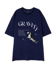 [オーバーサイズ]アストロナウト 13番手 綿 ラウンドネック 半袖Tシャツ_ネイビー
