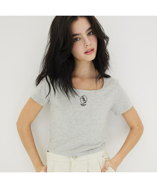 AWESOME STUDIO(オーサムスタジオ)の「スクエアネッククロップTシャツメランジグレー(Tシャツ/カットソー・レディース・その他・FREE)」の1枚目の写真