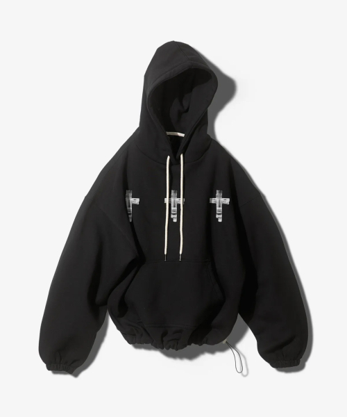CROSS STRING FRENCH TERRY HOODIE — черный