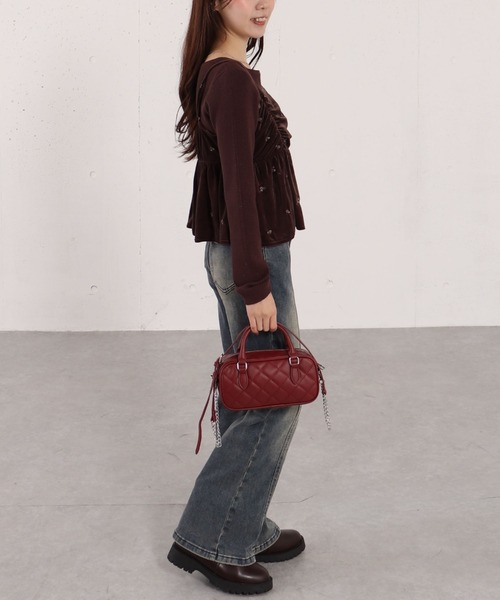 archives（アルシーヴ）の「’キルトスクエアバッグ’（ショルダーバッグ・レディース・ブラック×ホワイト/ブラック/ワイン・FREE）」の10枚目の写真