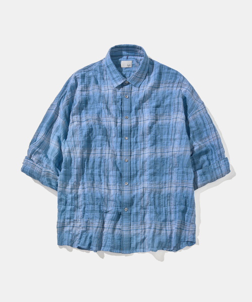Diamond Layla(ダイアモンドレイラ)の「UV Crinkle Washed Deep Blue Check Shirt S172(シャツ/ブラウス・レディース・その他・SMALL/MEDIUM/LARGE/X-LARGE)」の2枚目の写真
