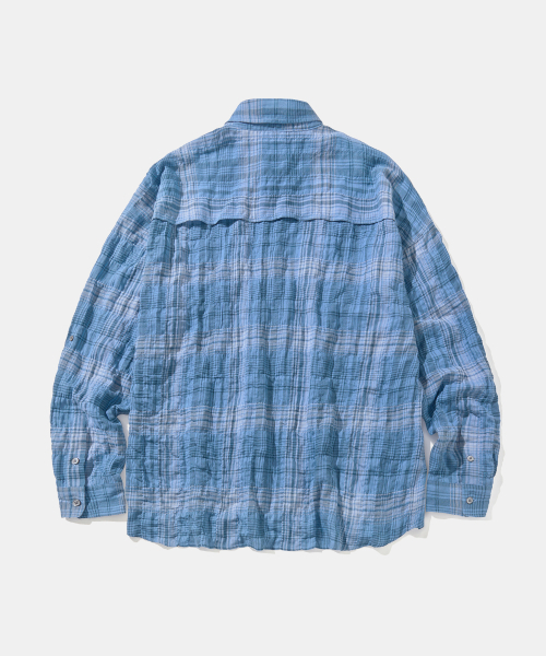 Diamond Layla(ダイアモンドレイラ)の「UV Crinkle Washed Deep Blue Check Shirt S172(シャツ/ブラウス・レディース・その他・SMALL/MEDIUM/LARGE/X-LARGE)」の3枚目の写真