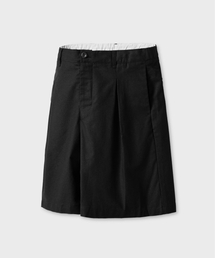 ワイドフィットリネンハーフパンツ_BLACK