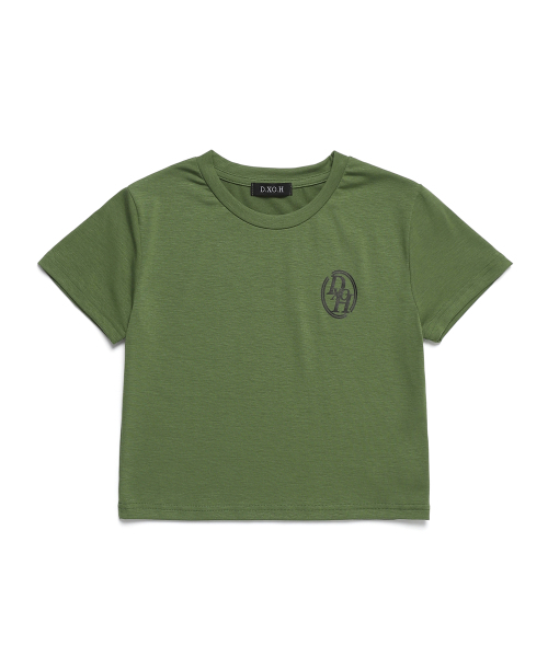 DXOH(ディソエイチ)の「ダブルラインスタックロゴクロップTシャツオリーブグリーン(Tシャツ/カットソー・レディース・その他・FREE)」の3枚目の写真