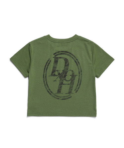 DXOH(ディソエイチ)の「ダブルラインスタックロゴクロップTシャツオリーブグリーン(Tシャツ/カットソー・レディース・その他・FREE)」の4枚目の写真