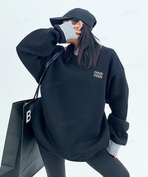 韓国ファッション OISIS刺繍ロゴ配色リブスウェット