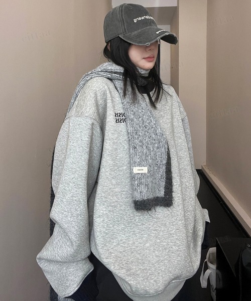Dalfwin(ダールフィン)の「韓国ファッション OISIS刺繍ロゴ配色リブスウェット(スウェット・レディース・ブラック/グレー・FREE)」の11枚目の写真