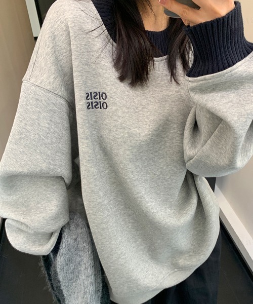 Dalfwin(ダールフィン)の「韓国ファッション OISIS刺繍ロゴ配色リブスウェット(スウェット・レディース・ブラック/グレー・FREE)」の12枚目の写真