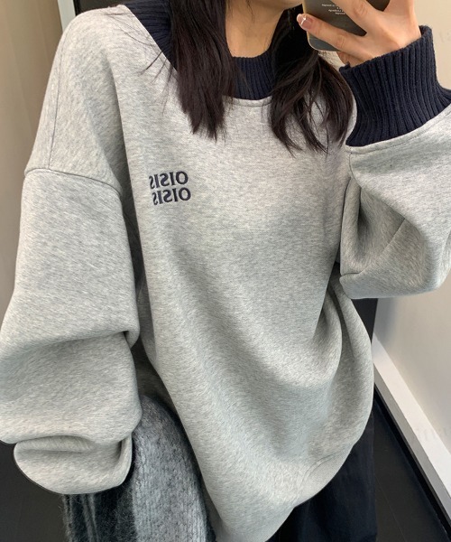 Dalfwin(ダールフィン)の「韓国ファッション OISIS刺繍ロゴ配色リブスウェット(スウェット・レディース・ブラック/グレー・FREE)」の13枚目の写真