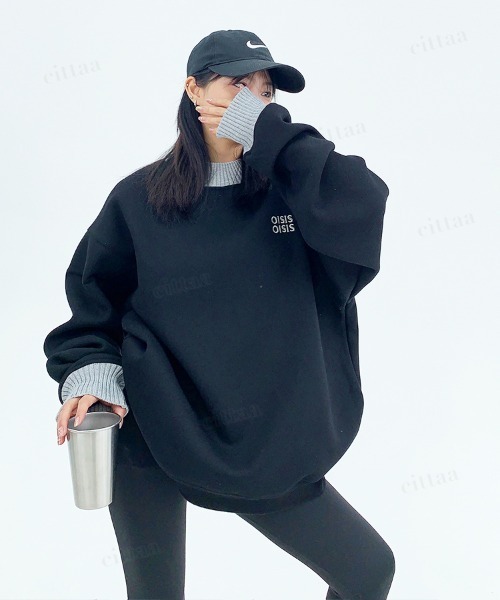 Dalfwin(ダールフィン)の「韓国ファッション OISIS刺繍ロゴ配色リブスウェット(スウェット・レディース・ブラック/グレー・FREE)」の18枚目の写真