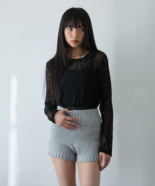 Ulysses(ユリシス)の「星柄シアーカットソー(Tシャツ/カットソー・レディース・ブラック/ホワイト・F)」の3枚目の写真