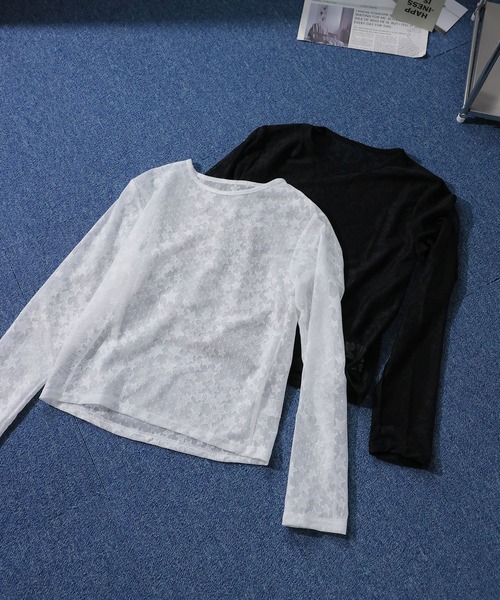 Ulysses(ユリシス)の「星柄シアーカットソー(Tシャツ/カットソー・レディース・ブラック/ホワイト・F)」の5枚目の写真