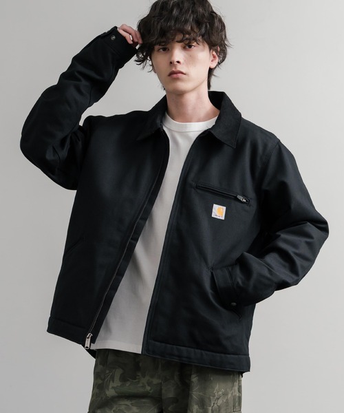 Carhartt（カーハート）の「Carhartt カーハート DUCK DETROIT JACKET  BLANKET LINED オーバーサイズ襟コーデュロイデトロイトジャケット（カバーオール・メンズ・ブラック/ブラウン・L/XL/M）」の4枚目の写真
