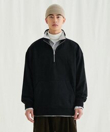 MELANGE MASTER（メランジマスター）の「Loose-fit Half Zip Sweatshirt [Black]（スウェット）」