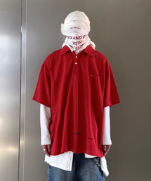 ROARINGRAD（ロアリングラド）の「ディストロイドPKオーバーTシャツレッド（ポロシャツ）」