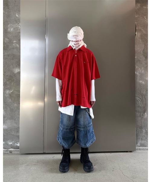 ROARINGRAD（ロアリングラド）の「ディストロイドPKオーバーTシャツレッド（ポロシャツ・レディース・その他・MEDIUM/LARGE）」の2枚目の写真