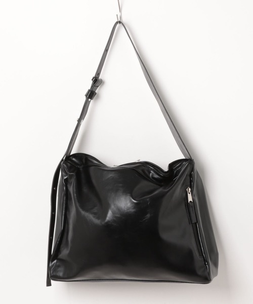 WESTBOY（ウエストボーイ）の「シンプル ユニセックス A4収納可 レザーライク ショルダーバッグ WO25W10BG06（ショルダーバッグ・メンズ・ブラック/グリーン・FREE）」の12枚目の写真