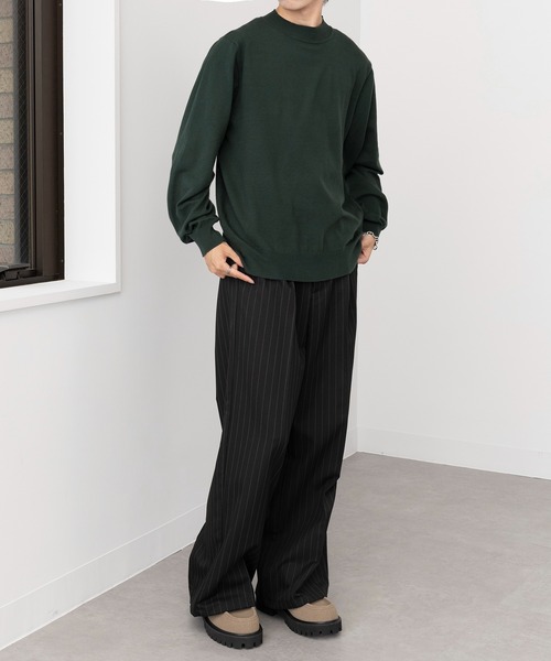 MAISON CLUB（メゾンクラブ）の「【MAISON CLUB】Super High Gauge Mock Neck Knit　/　スーパーハイゲージモックネックニット　セーター（ニット/セーター・メンズ・ネイビー/グリーン/グレー・FREE）」の4枚目の写真
