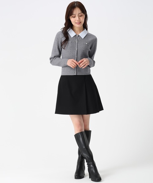 31 Sons de mode（トランテアン　ソン　ドゥ　モード）の「2025秋冬新作 襟付きケーブルカーディガン（カーディガン/ボレロ・レディース・ブラック/グレー/イエロー・ﾌﾘ-）」の9枚目の写真