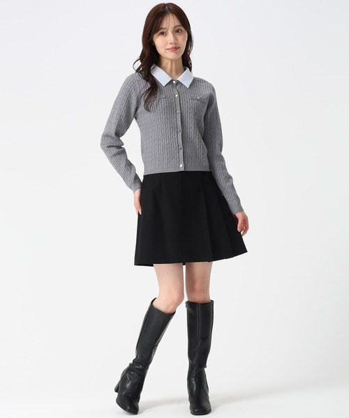 31 Sons de mode（トランテアン　ソン　ドゥ　モード）の「2025秋冬新作 襟付きケーブルカーディガン（カーディガン/ボレロ・レディース・ブラック/グレー/イエロー・ﾌﾘ-）」の10枚目の写真