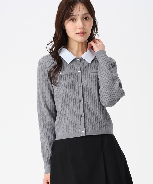 31 Sons de mode（トランテアン　ソン　ドゥ　モード）の「2025秋冬新作 襟付きケーブルカーディガン（カーディガン/ボレロ・レディース・ブラック/グレー/イエロー・ﾌﾘ-）」の20枚目の写真