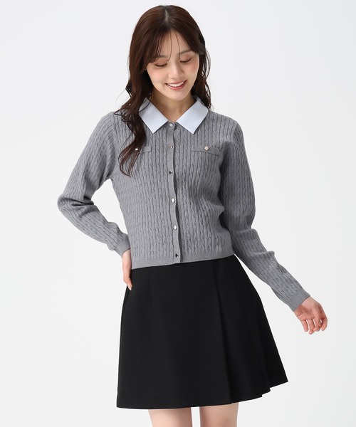 31 Sons de mode（トランテアン　ソン　ドゥ　モード）の「2025秋冬新作 襟付きケーブルカーディガン（カーディガン/ボレロ・レディース・ブラック/グレー/イエロー・ﾌﾘ-）」の21枚目の写真