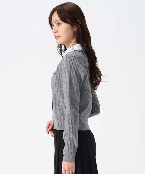 31 Sons de mode（トランテアン　ソン　ドゥ　モード）の「2025秋冬新作 襟付きケーブルカーディガン（カーディガン/ボレロ・レディース・ブラック/グレー/イエロー・ﾌﾘ-）」の11枚目の写真